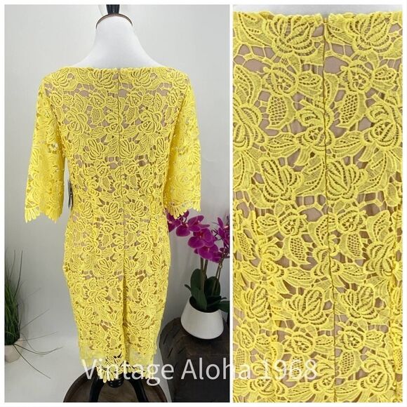 $129 Marina Yellow Lace Sheath Midi Dress NWT - Picture 6 of 7